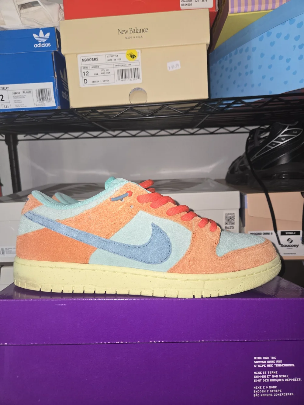 Nike Dunk Low Suede Sneakers in Coral & Aqua